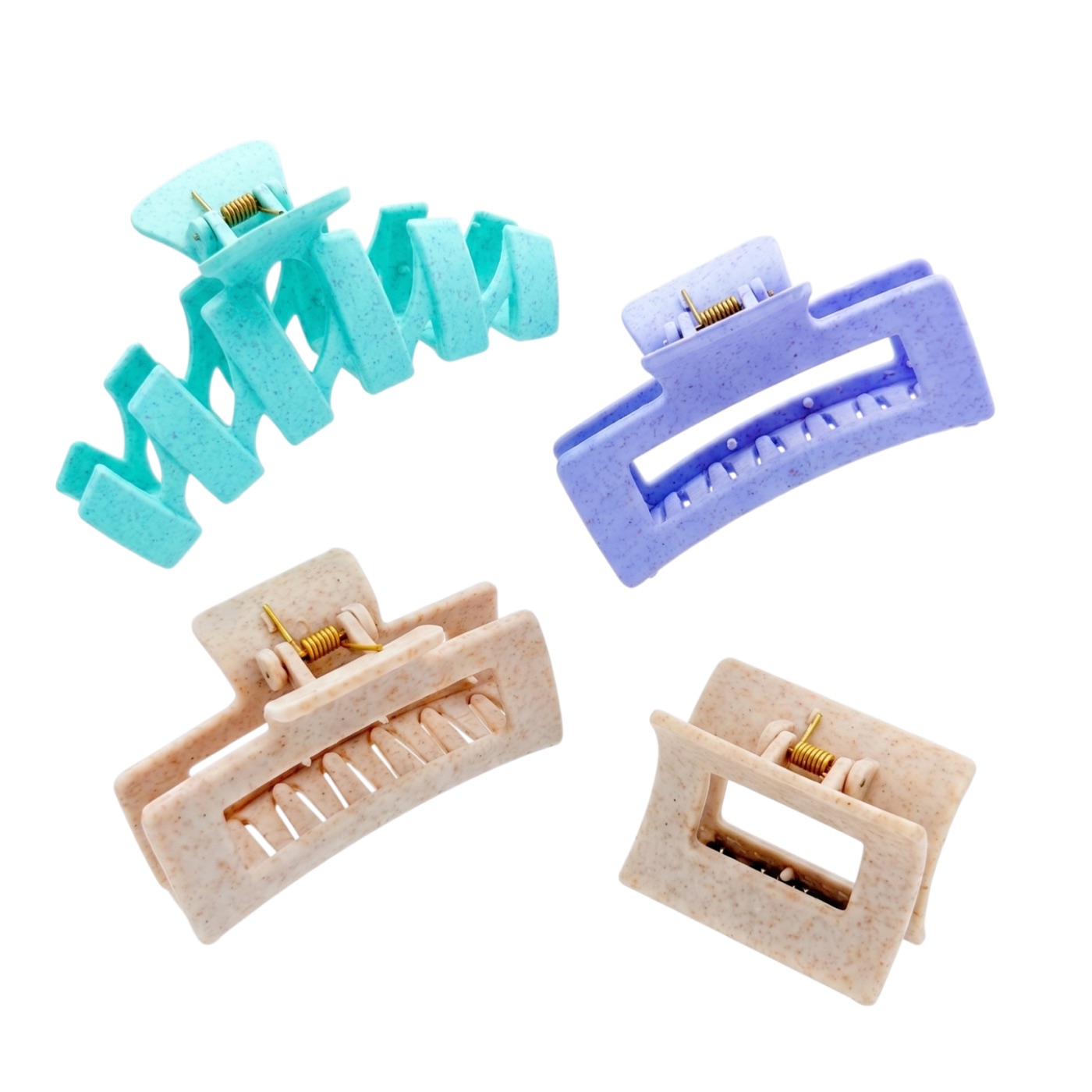 Extendio Haarklammer-Set 2 — vier Claw Clips in Mint, Lavendel und Beige